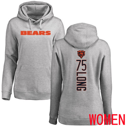 Chicago Bears Ash Women Kyle Long Backer NFL Football #75 Pullover Hoodie Sweatshirts